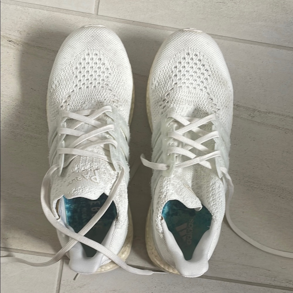 Adidas White Athletic Shoes with Breathable Knit Upper